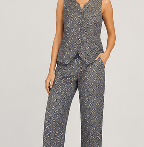 Women's Indigo Blue Bandhani Print Vest and Wide-Leg Trousers Co-ord Set