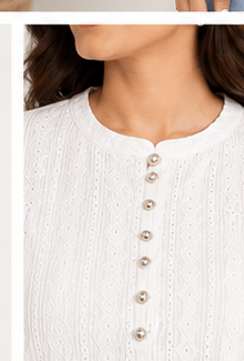 Elegance in White: Women's Chikankari Embroidered Cotton Short Kurti - Image 7